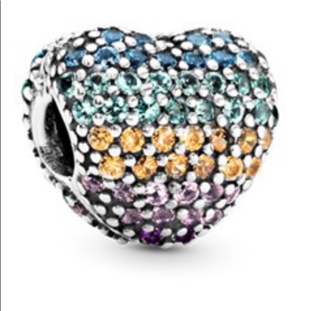 Pave multi color charm clip
